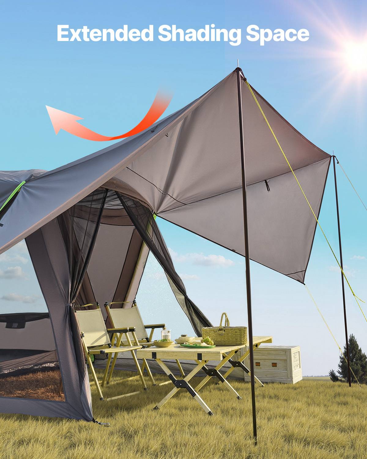 VEVOR Tente hayon SUV 305x310 cm, imperméable, double couche, 5-8 pers. Auvent ombrage. - Image 3
