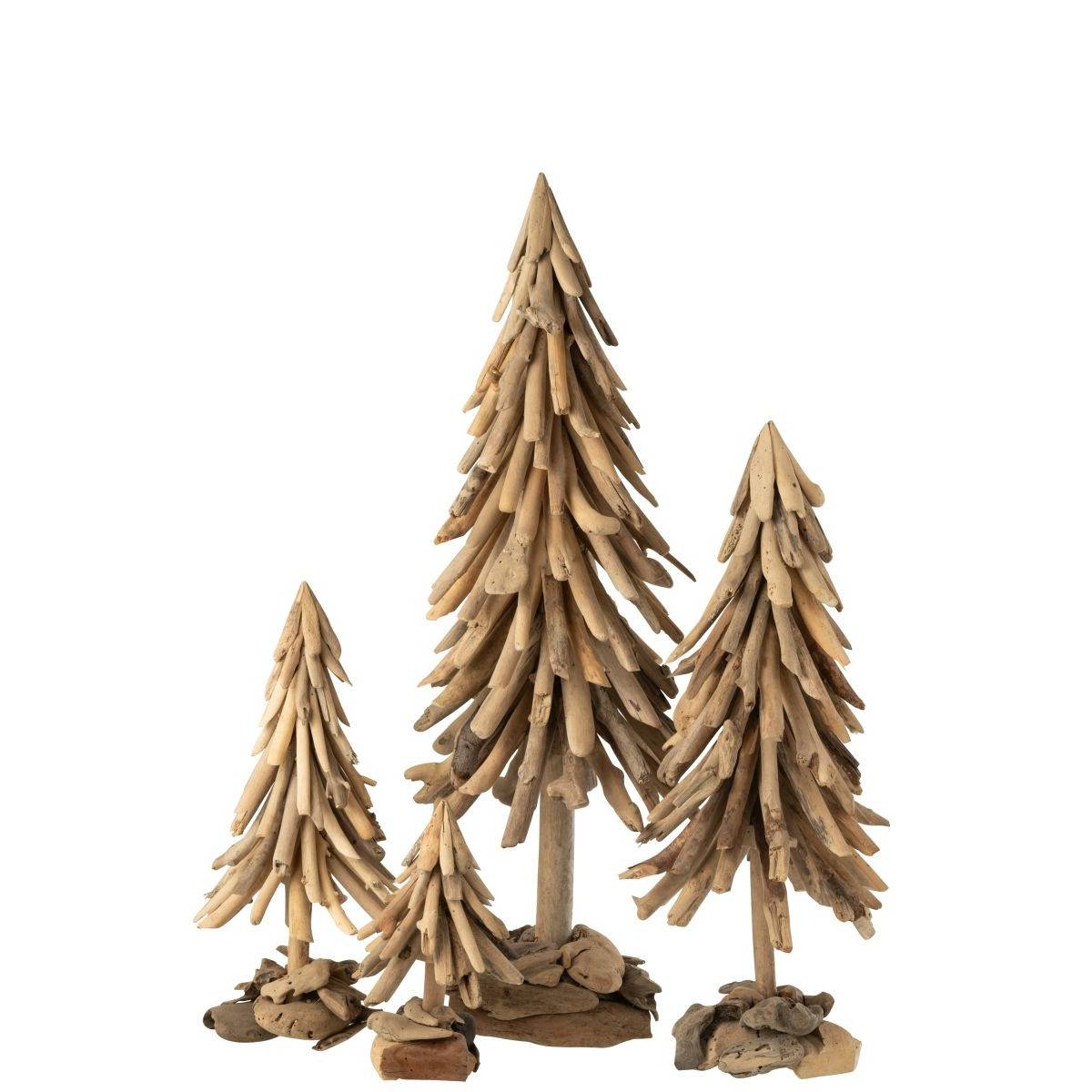 J-Line - Sapin de Noël en Bois Flotté "Chalet" 70cm Naturel - Image 2