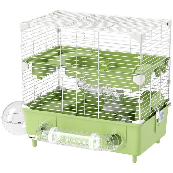 Cage hamster acier pour rongeurs nains 2 niveaux accessoires 44x28x44cm vert - ComfortXL Outdoor Living - Image 2