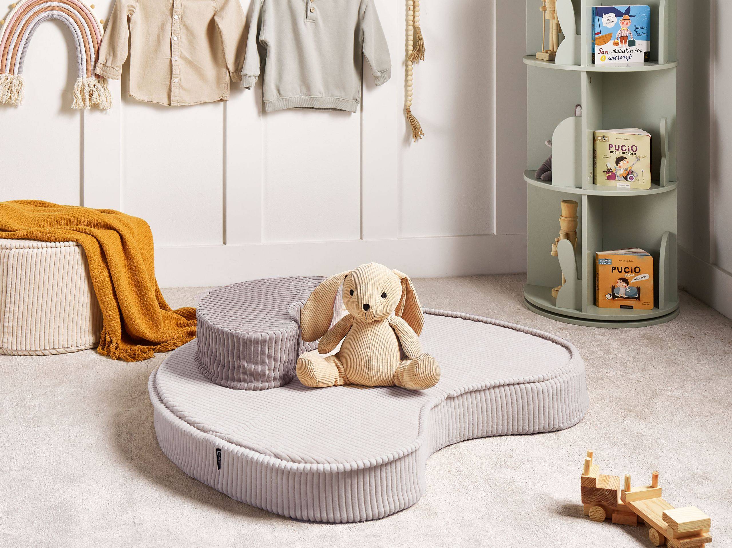 Beliani - Coussin de sol Velours Beige clair NILI - 40x25x10- Beliani - Image 1