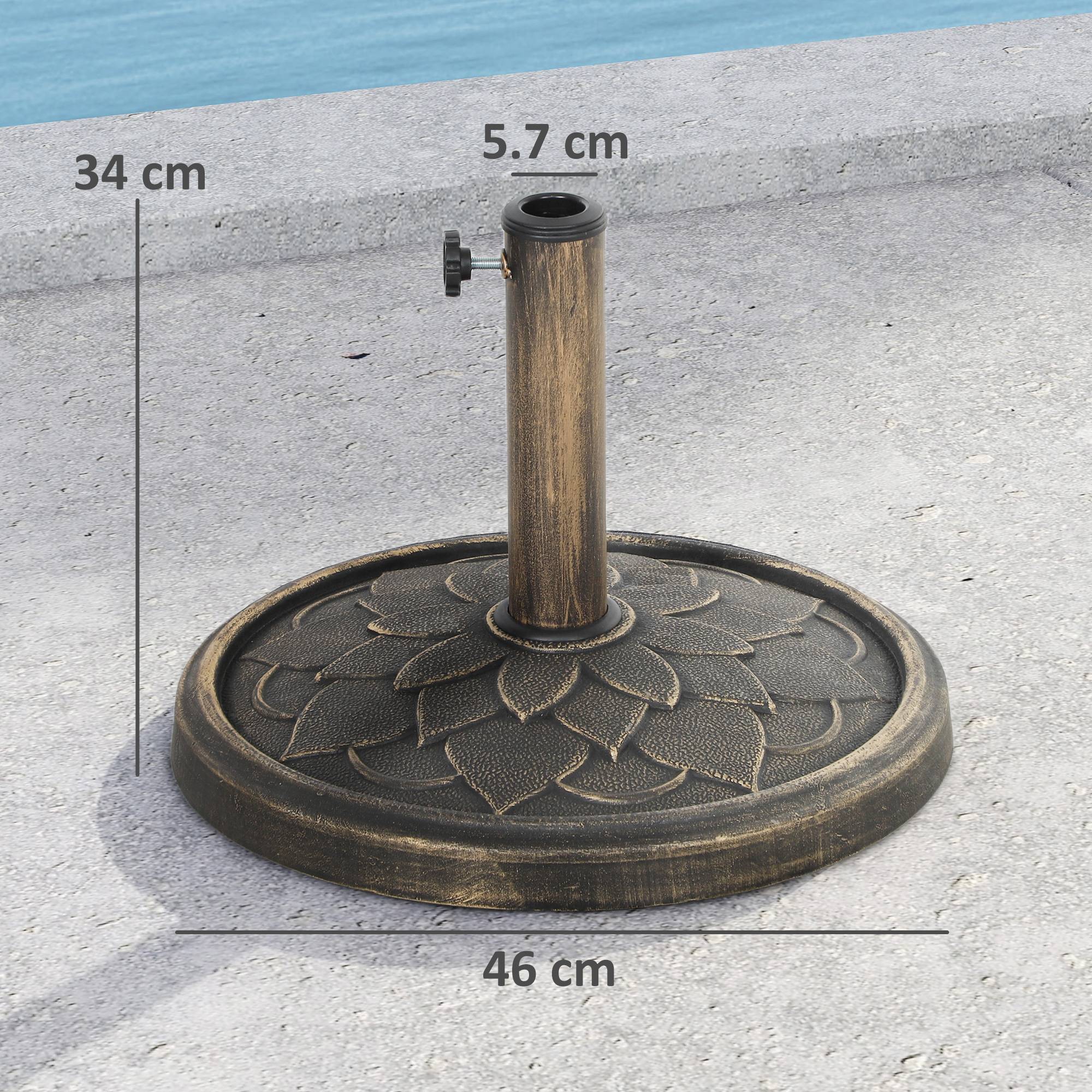 Base de parasol 12 kg avec manivelle intégrée, en résine, métal et béton, Ø46x34 cm, bronze - Image 5