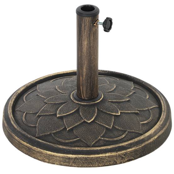 Base de parasol 12 kg avec manivelle intégrée, en résine, métal et béton, Ø46x34 cm, bronze - Image 1