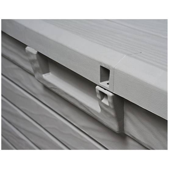 Coffre de Jardin Résine 550 Litres GRIS Effet bois FLORIDA 147 x 72 x 60 cm Haute résistance UV TOOMAX - Image 3