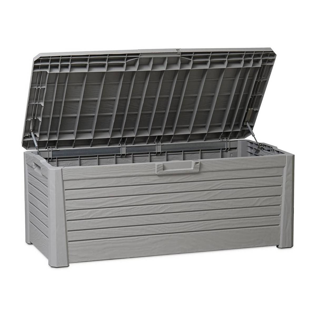 Coffre de Jardin Résine 550 Litres GRIS Effet bois FLORIDA 147 x 72 x 60 cm Haute résistance UV TOOMAX - Image 2