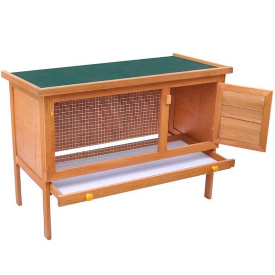 Clapier en bois 1 niveau pour lapin avec enclos sécurisé 90cm – ComfortXL Outdoor Living - Image 2