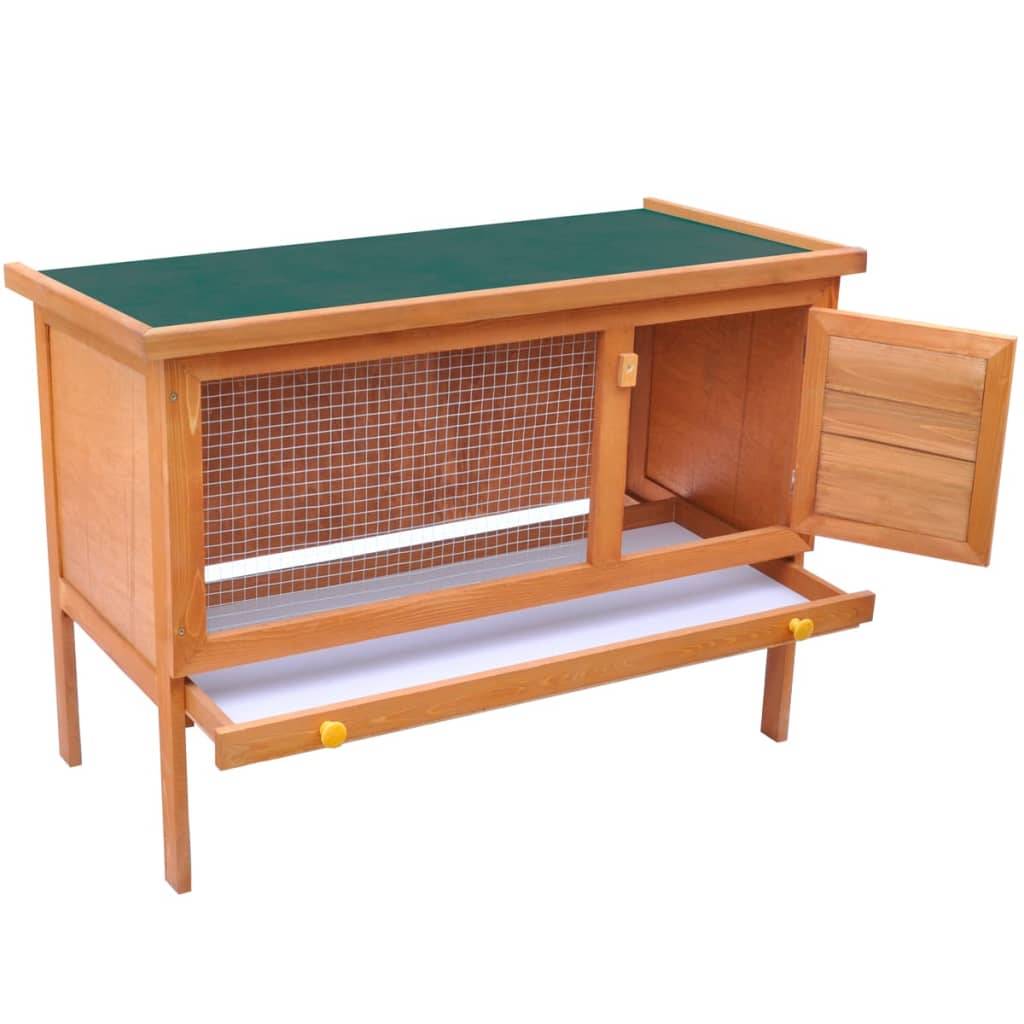 Clapier en bois 1 niveau pour lapin avec enclos sécurisé 90cm – ComfortXL Outdoor Living - Image 2
