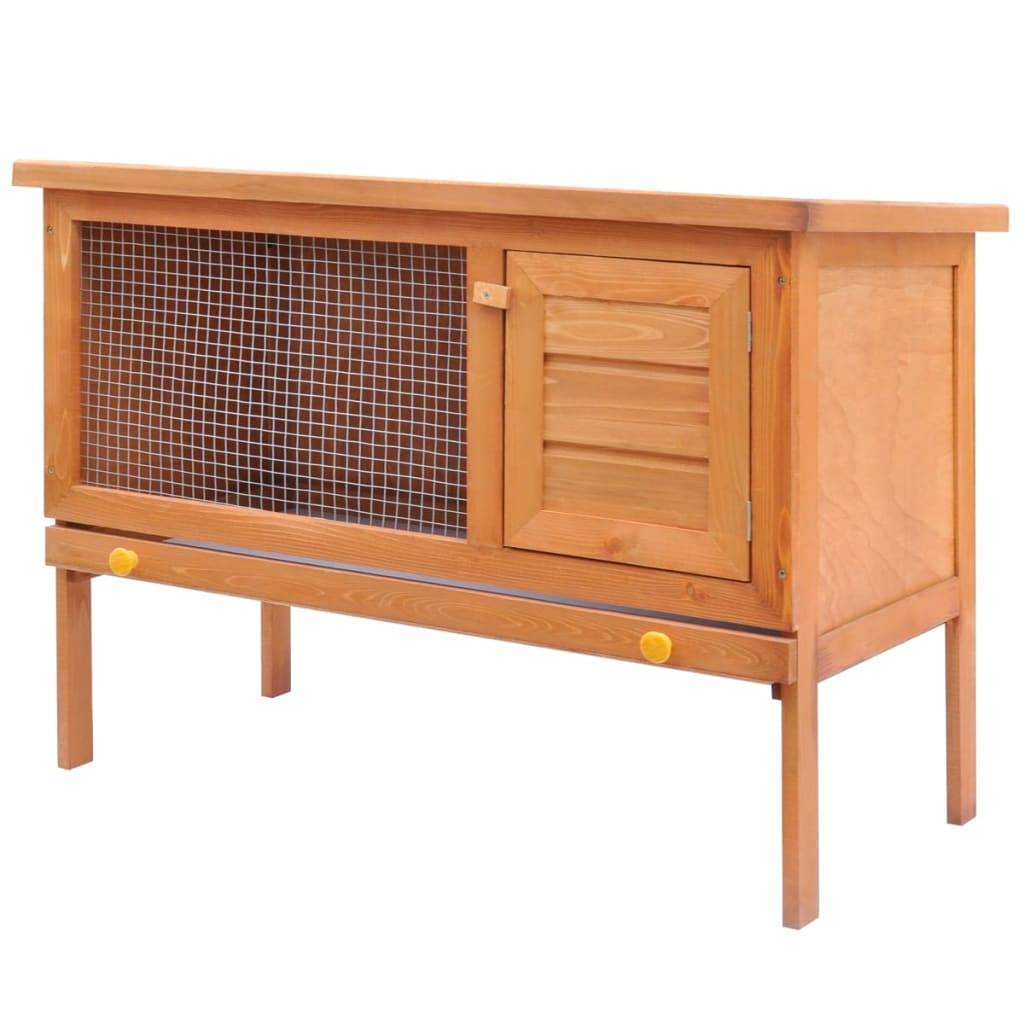 Clapier en bois 1 niveau pour lapin avec enclos sécurisé 90cm – ComfortXL Outdoor Living - Image 1