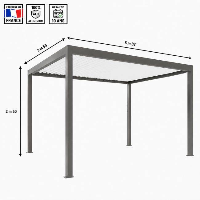 Pergola Bioclimatique Aluminium Autoportante Gris 4x3,5 Manuelle S ORIAL France - Image 2
