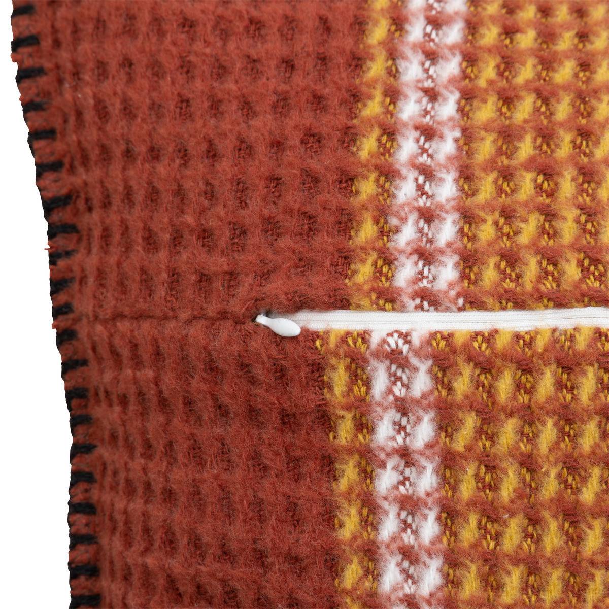 Atmosphera - Coussin décoratif Nid d'abeille motif tartant Terracotta 45 x 45 cm - Image 3