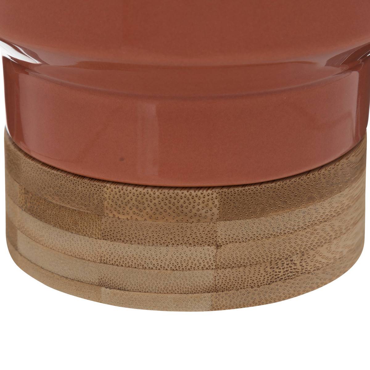 Plante artificielle pot en céramique Pêche et Bambou H 26 cm - Image 3