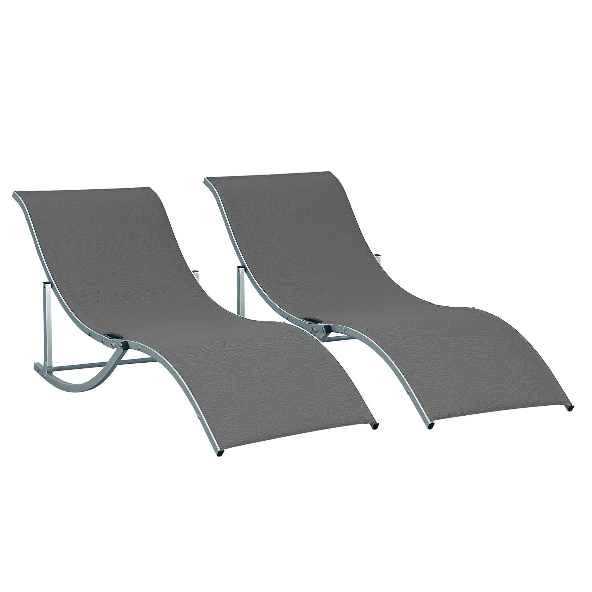 Lot de 2 bains de soleil pliables, chaise longue jardin extérieur en aluminium et textilène, transat jardin extérieur pour patio, charge 120 Kg - Image 1