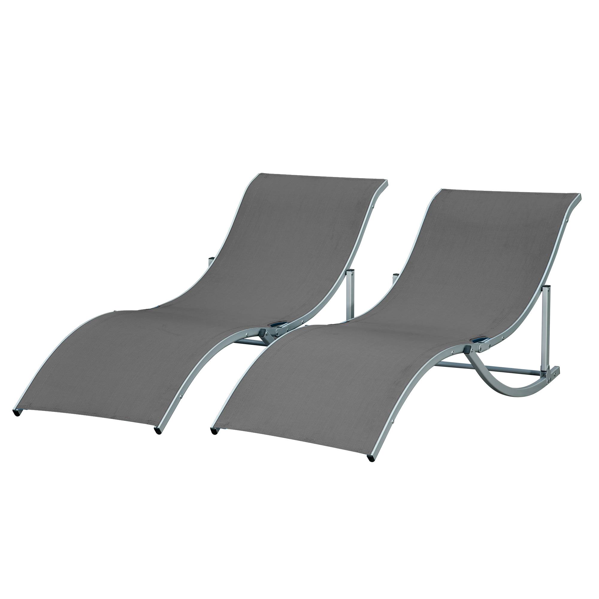 Lot de 2 bains de soleil pliables, chaise longue jardin extérieur en aluminium et textilène, transat jardin extérieur pour patio, charge 120 Kg - Image 2