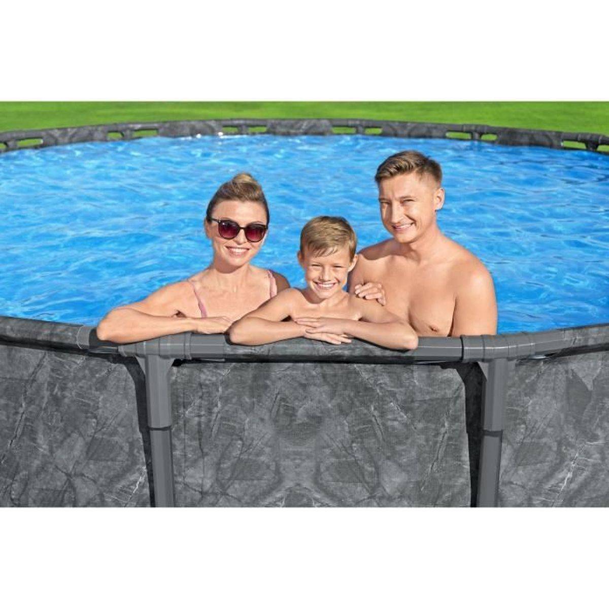 Bestway - Kit piscine hors sol tubulaire ronde APX 365, 5,49 x 1,32 m, filtre à sable, Polysphere, échelle, bâche - Bestway - Image 4