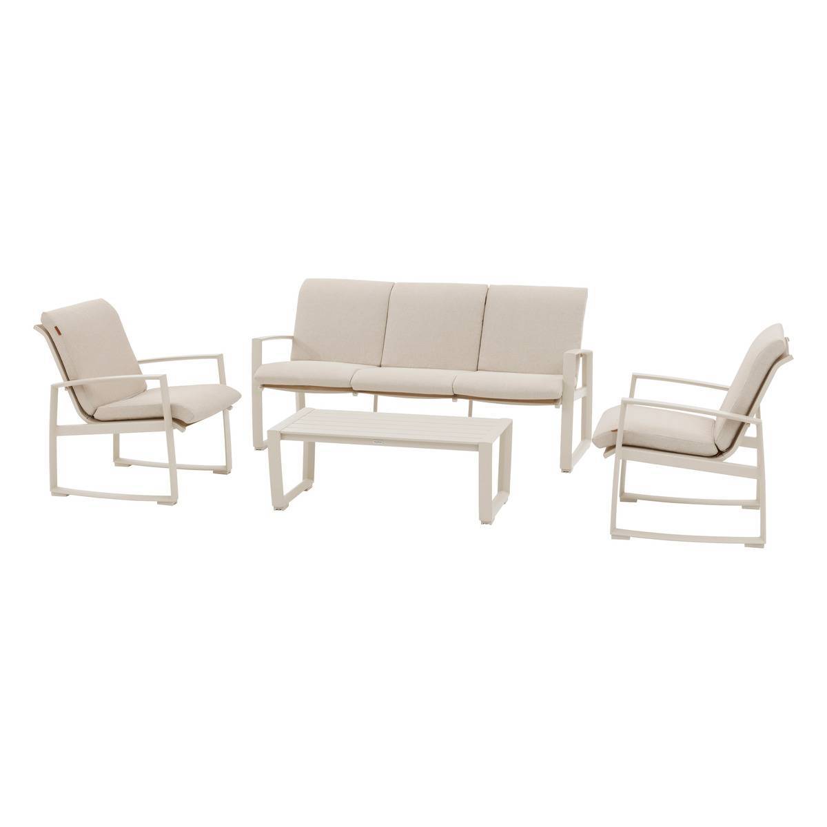 Hesperide - Salon de jardin "Boreane" lin & argile 5 places en aluminium texaline et polyester - Hespéride - Image 1