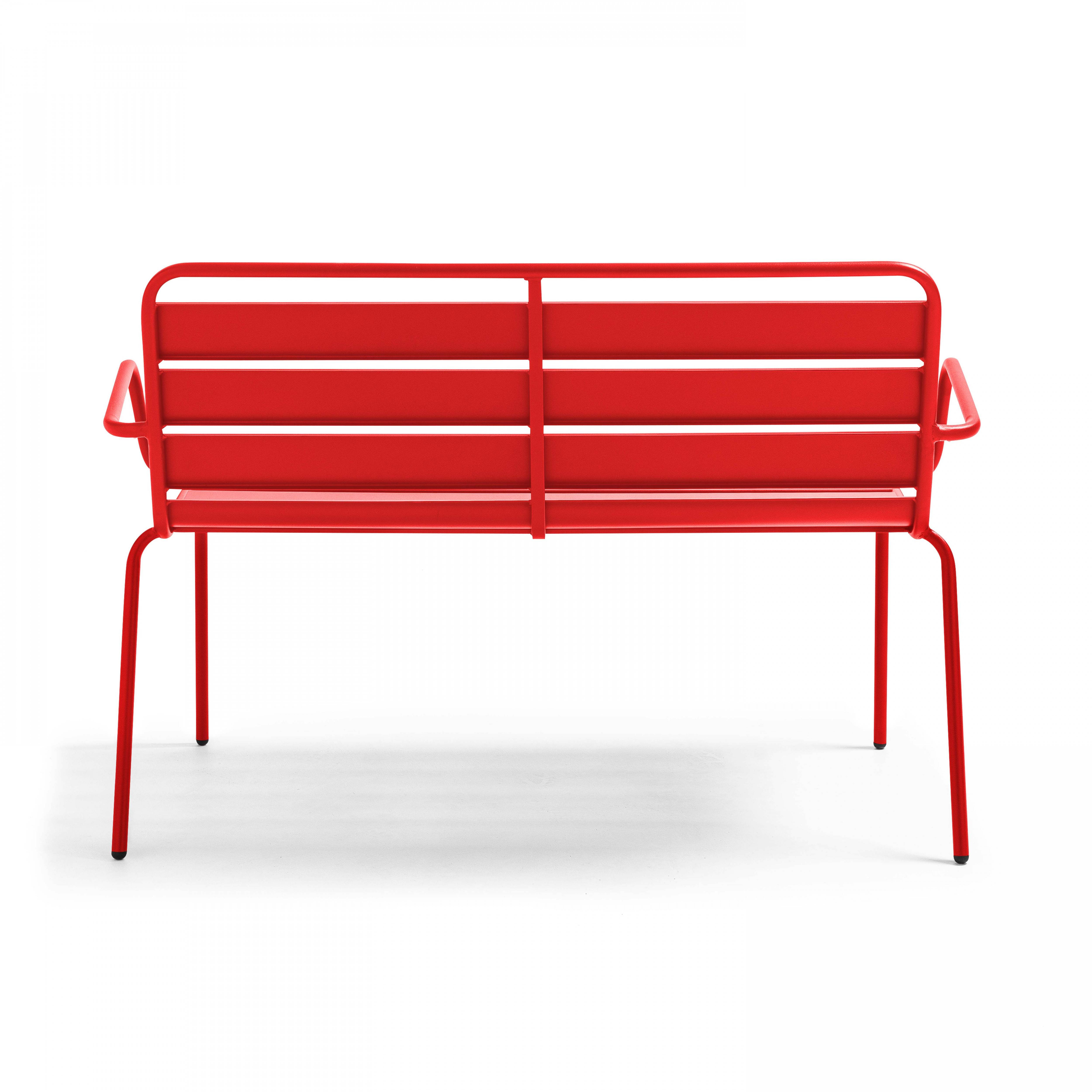 Oviala - Banc de jardin en métal rouge Palavas - Oviala - Image 3
