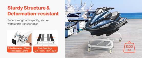 VEVOR Chariot de rangement pour support de jet ski remorque 590 kg 4 roulettes - Image 9