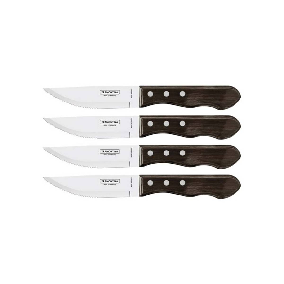 Couteaux à steak Jumbo en inox et bois (Lot de 4) - Image 1