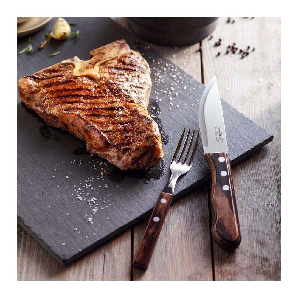 Couteaux à steak Jumbo en inox et bois (Lot de 4) - Image 4