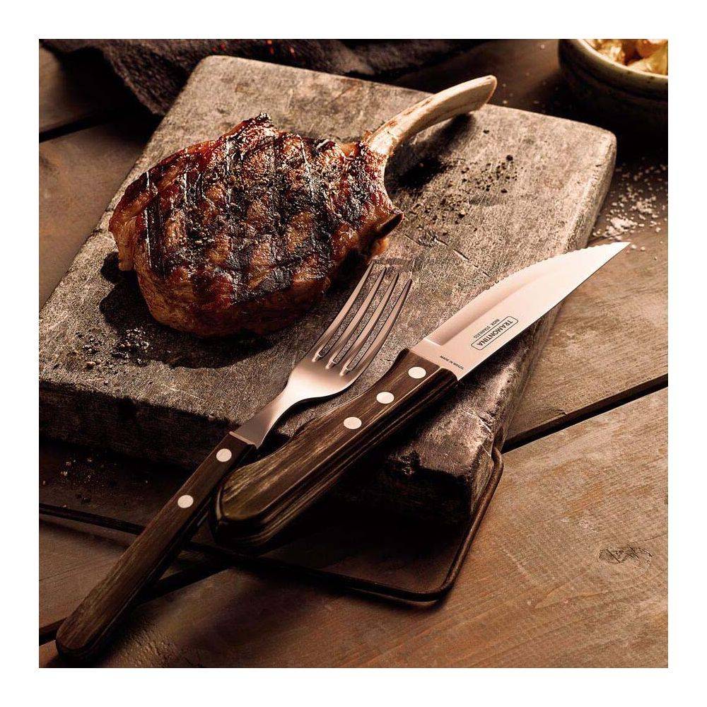 Couteaux à steak Jumbo en inox et bois (Lot de 4) - Image 2