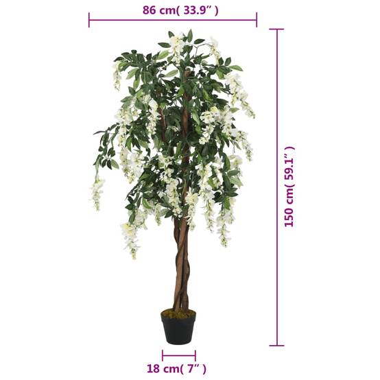 Glycine artificielle bois vert et blanc 150 cm - PANGIVO - Image 5