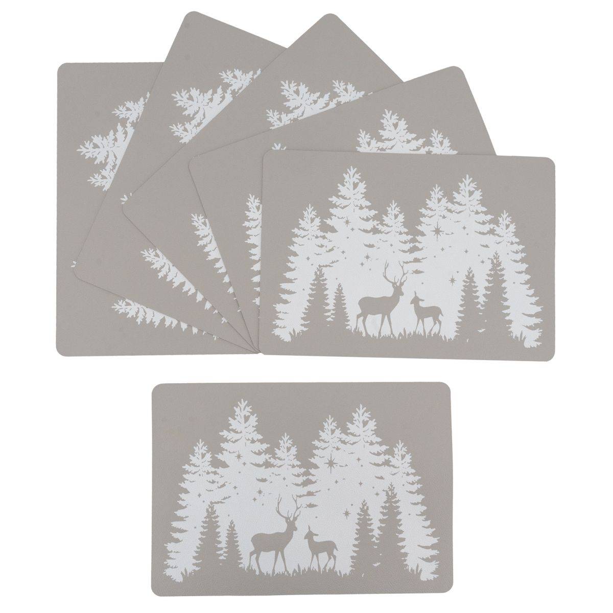 Aubry Gaspard - Sets de table rectangulaires en vinyle gris Cerf (lot de 6) - Image 1