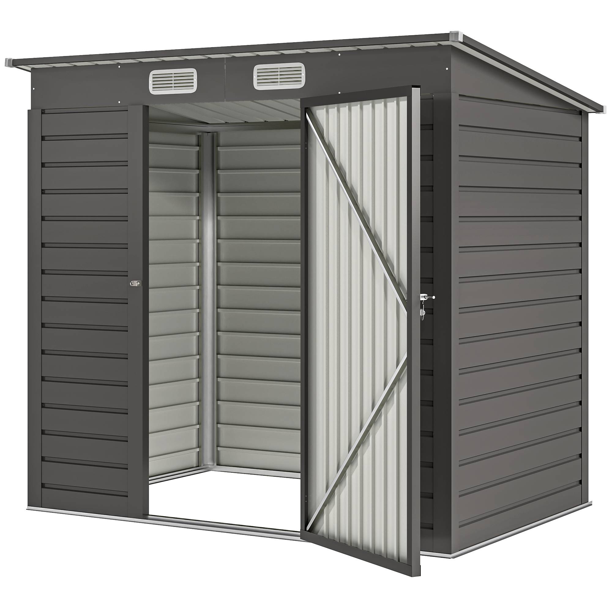 Maison Chic - Abri de jardin 2,3m² - pour Outils - cabanon Porte verrouillable - 191x130x166,5-183cm - acier - Image 1