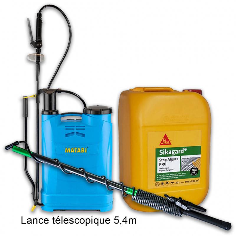 Matabi - Pack Pulvérisateur Evolution 16 - 16L MATABI + Lance télescopique 5,4m MATABI + Stop algues PRO Sikagard 20L SIKA - Image 1