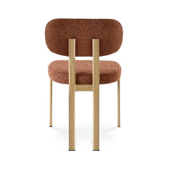 Sicaan Lot de 4 chaises style scandinave tissu chenille terracotta pieds métal effet chêne – MIA - Image 5