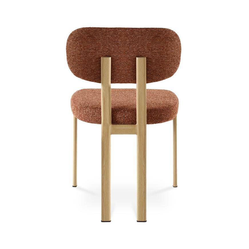 Sicaan Lot de 4 chaises style scandinave tissu chenille terracotta pieds métal effet chêne – MIA - Image 5