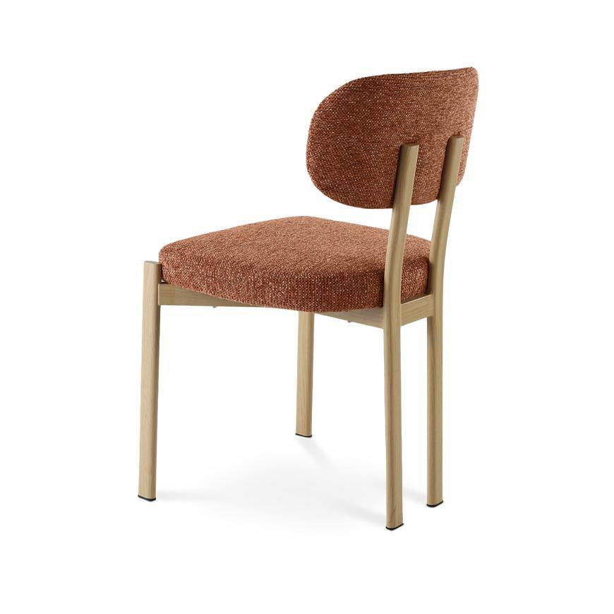 Sicaan Lot de 4 chaises style scandinave tissu chenille terracotta pieds métal effet chêne – MIA - Image 4