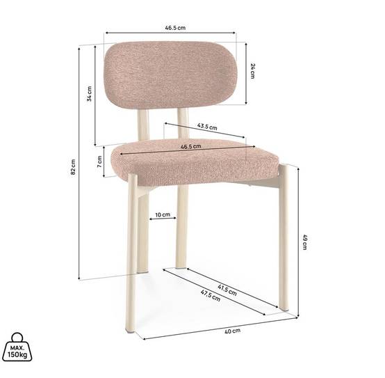 Sicaan Lot de 4 chaises style scandinave tissu chenille terracotta pieds métal effet chêne – MIA - Image 2