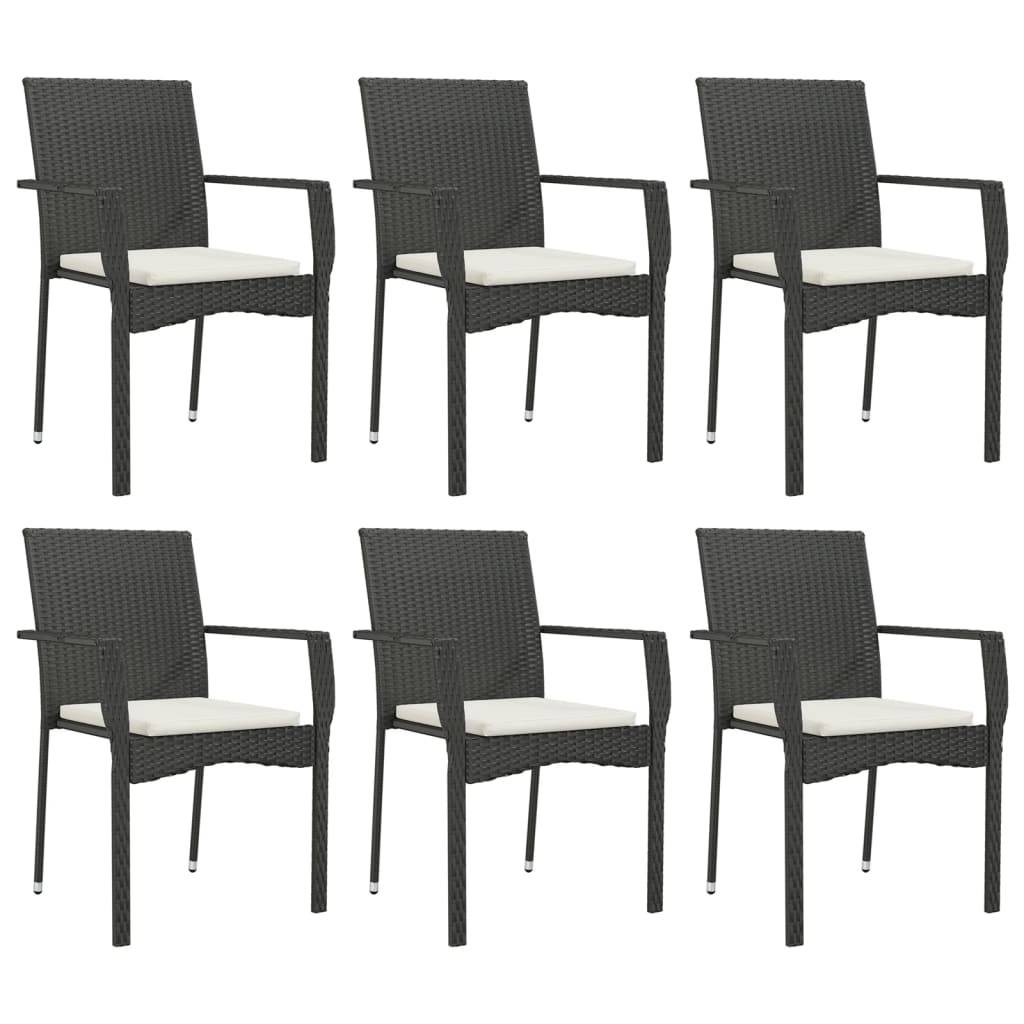 Vidaxl - Ensemble à manger de jardin coussins 7pcs Noir Résine tressée vidaXL 3184991 - Image 8