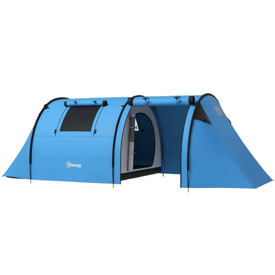Tente familiale 3-4 personnes stable et imperméable, chambre et salon, colonne d’eau 3000 mm bleu ciel - Image 2