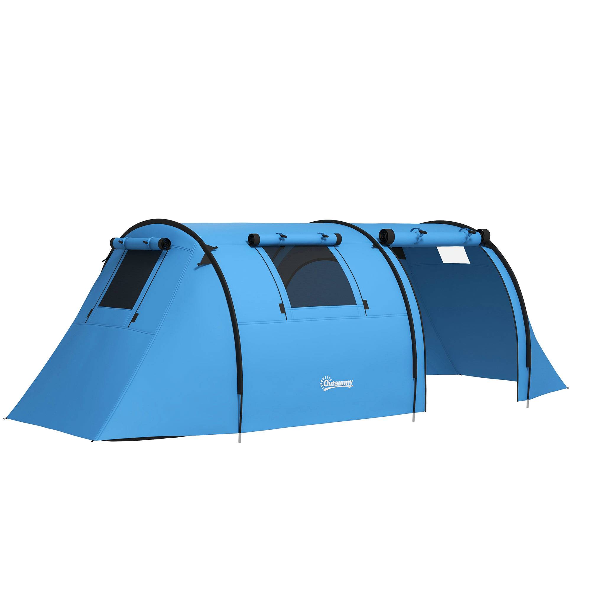 Tente familiale 3-4 personnes stable et imperméable, chambre et salon, colonne d’eau 3000 mm bleu ciel - Image 1