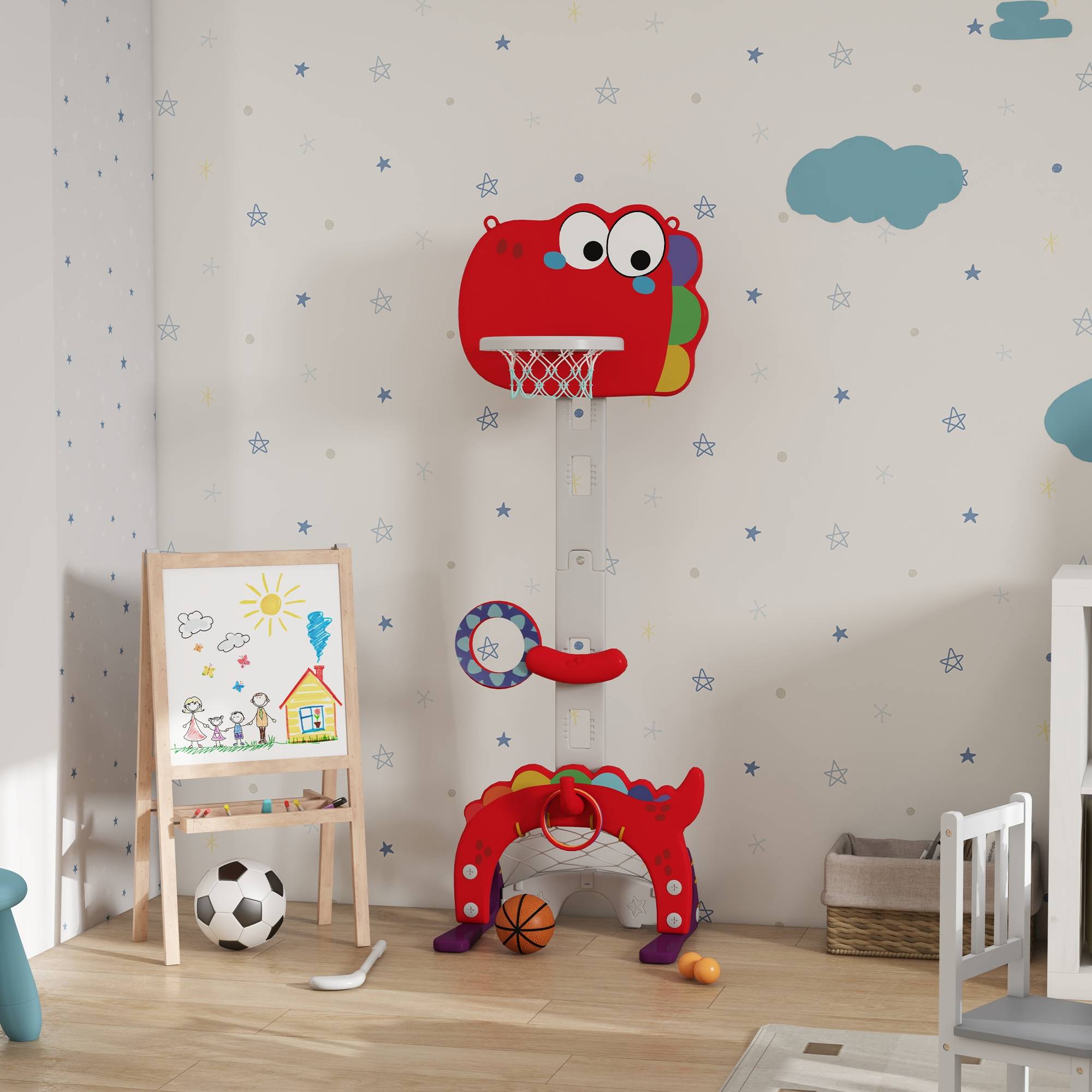Panier De Basket 2 En 1 Et Cible De Fléchettes Pour Enfants – Jouet Sportif Sûr, Cadeau Anniversaire