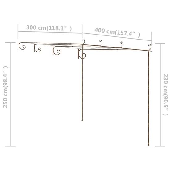 ComfortXL - Pergola de Jardin Fer Forgé Ornementale Tonnelle Rosiers Terrasse 4x3m Brun - ComfortXL Outdoor Living - Image 7