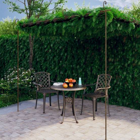 ComfortXL - Pergola de Jardin Fer Forgé Ornementale Tonnelle Rosiers Terrasse 4x3m Brun - ComfortXL Outdoor Living - Image 1