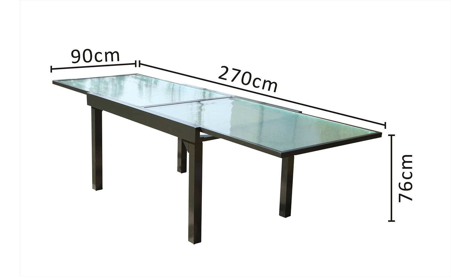 Table de jardin extensible en aluminium grise BRESCIA - Image 4