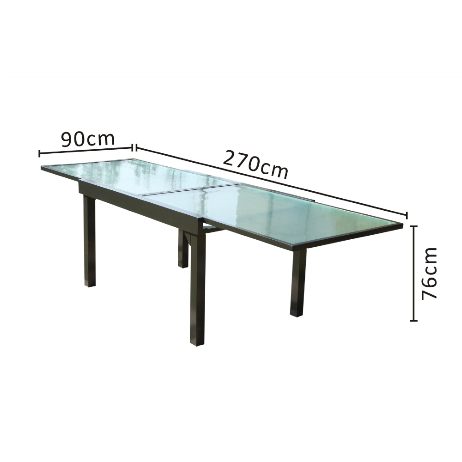 Table de jardin extensible en aluminium grise BRESCIA - Image 10