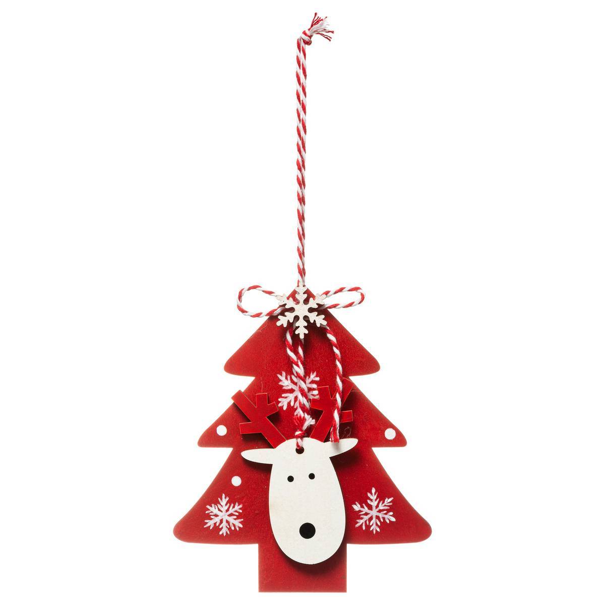 Fééric Lights & Christmas - Sujet de Noël en Bois Sapin Rouge Renne 12 cm - Feeric Lights & Christmas