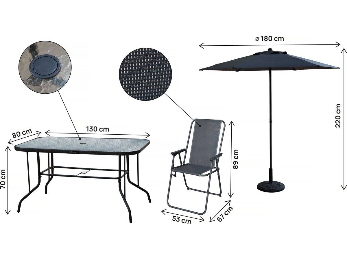 Habitat Et Jardin - Table Et Chaises De Jardin Avec Parasol En Métal "convivia" - 6 Places - Gris Anthracite -habitat Et Jardin - Image 3