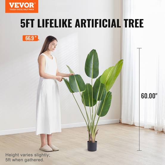 VEVOR Arbre Artificiel Palmier Oiseau du Paradis Plante Artificielle 700x1524 mm - Image 2