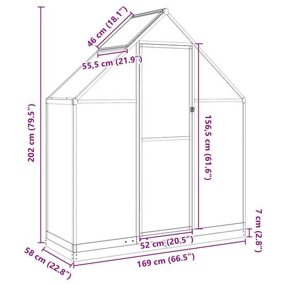 Serre de jardin 0.98m² - Serre de culture avec cadre de base anthracite 169x58x202 cm aluminium MAISON CHIC - Image 10
