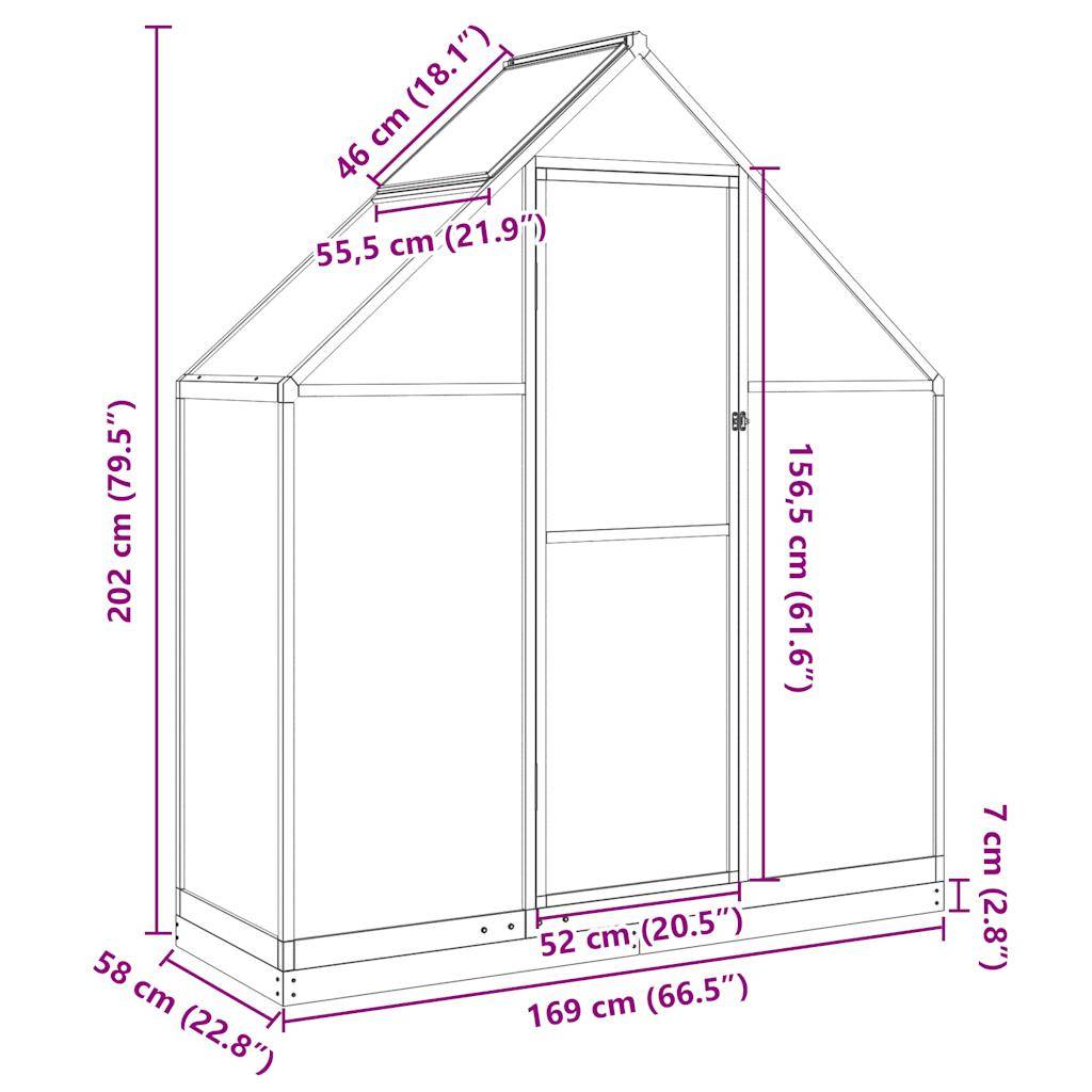 Serre de jardin 0.98m² - Serre de culture avec cadre de base anthracite 169x58x202 cm aluminium MAISON CHIC - Image 10