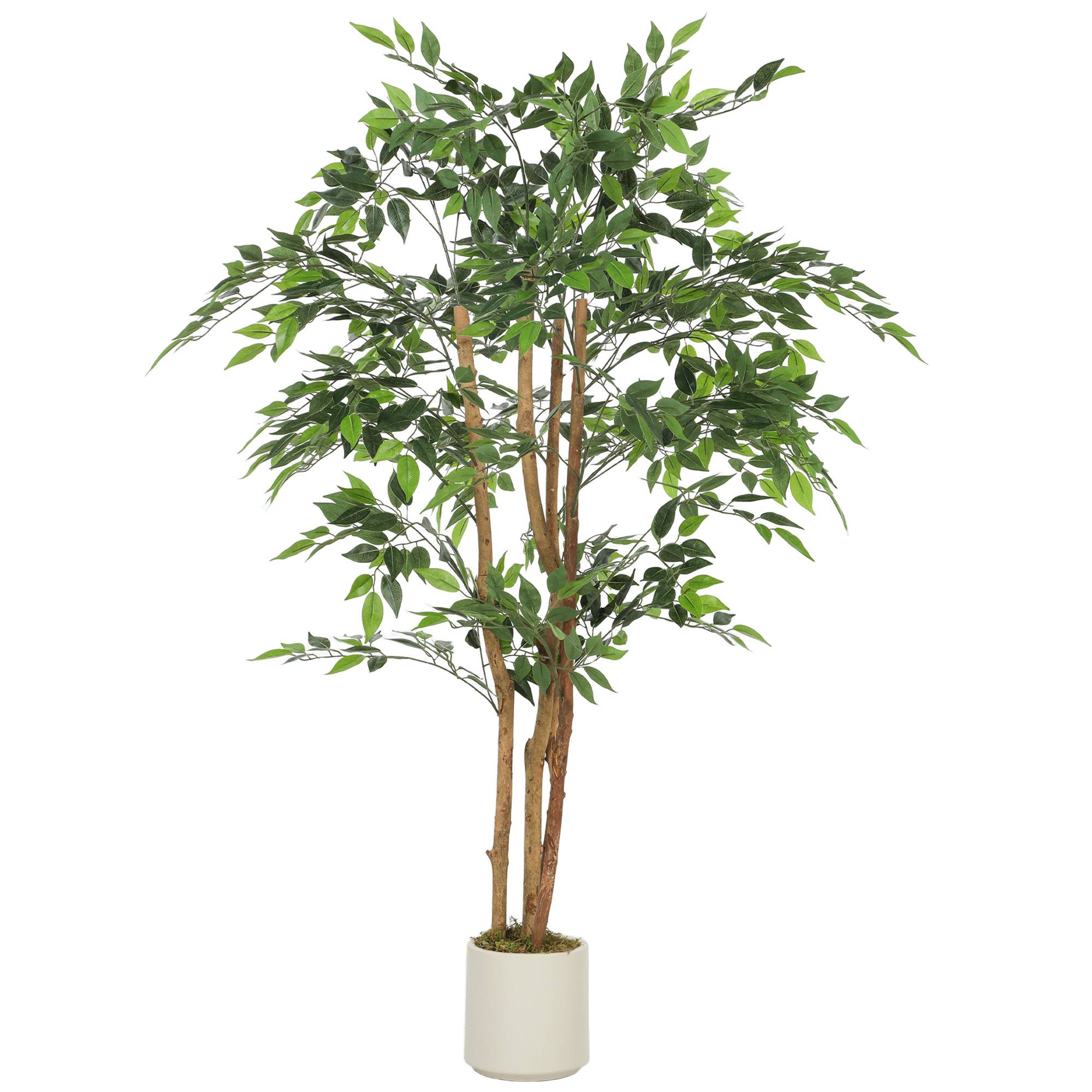 Sans Marque - Banyan artificiel, tronc massif, pot, pour salon, chambre, bureau, 65x65x150 cm, vert - Image 1