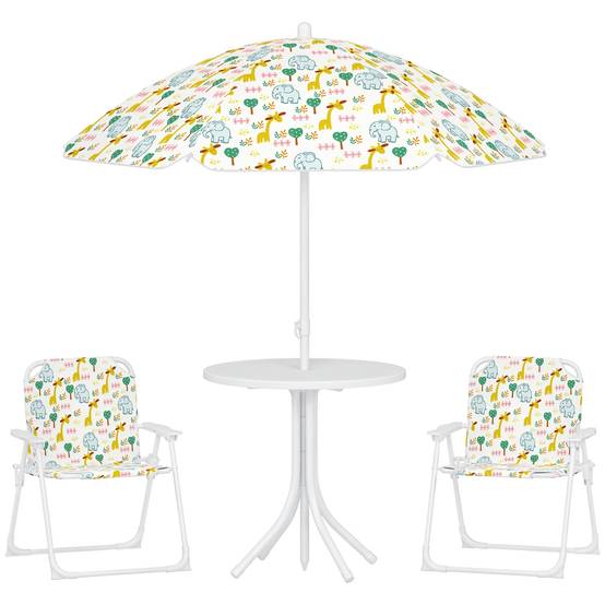 Ensemble salon de jardin extérieur enfant 4 pièces | Mobilier de jardin Blanc Polyester 49.5x49.5x50 cm - Image 1