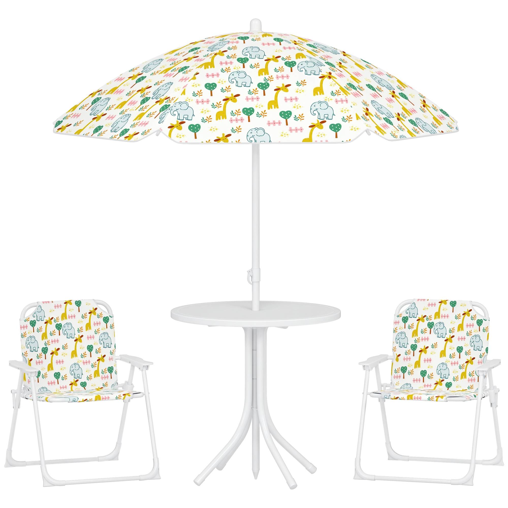 Ensemble salon de jardin extérieur enfant 4 pièces | Mobilier de jardin Blanc Polyester 49.5x49.5x50 cm - Image 1