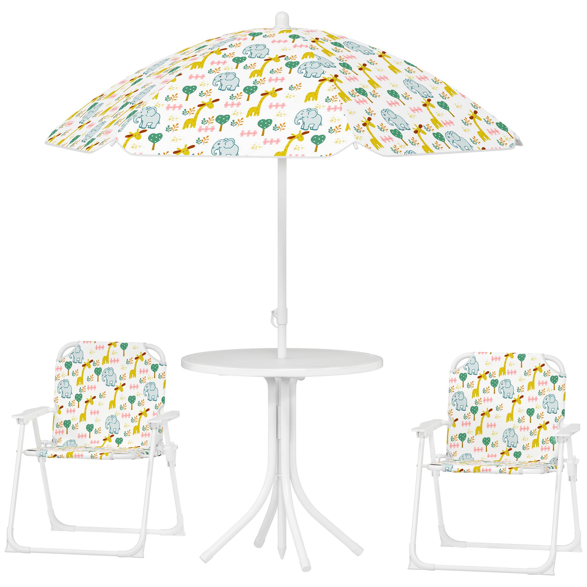 Ensemble salon de jardin extérieur enfant 4 pièces | Mobilier de jardin Blanc Polyester 49.5x49.5x50 cm - Image 2