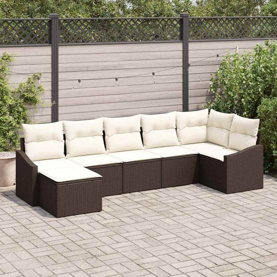 ComfortXL - Ensemble Canapé Extérieur 7 Pièces Résine Tressée Marron et Crème avec Coffres de Rangement Pratiques – ComfortXL Outdoor Living - Image 1