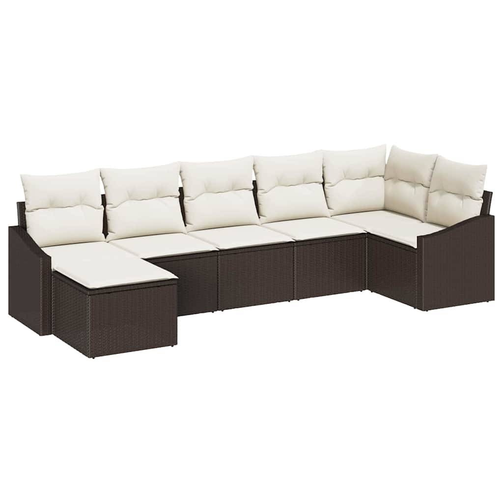 ComfortXL - Ensemble Canapé Extérieur 7 Pièces Résine Tressée Marron et Crème avec Coffres de Rangement Pratiques – ComfortXL Outdoor Living - Image 2